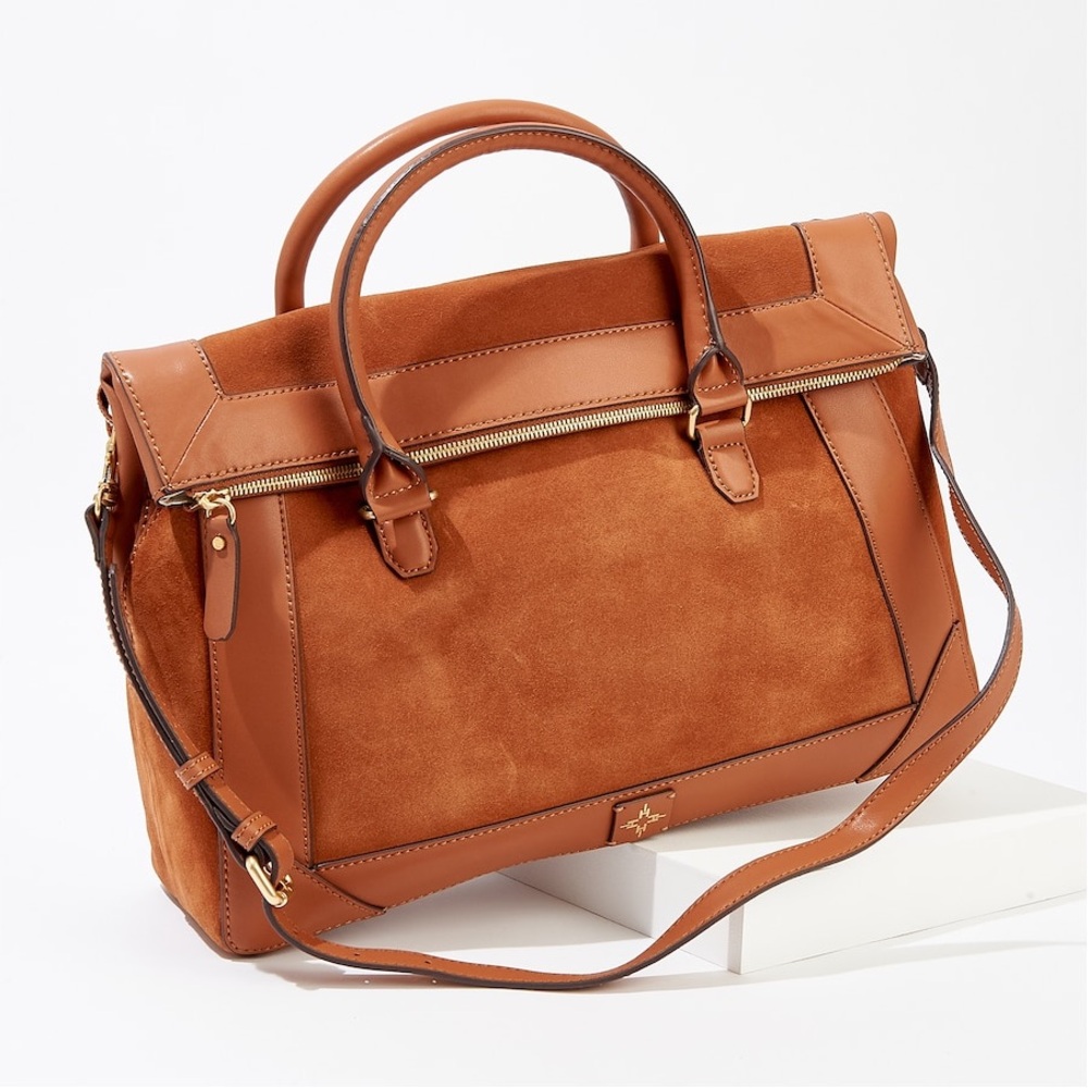 NWOT! India Hicks Leather Suede Cognac Saddle Bag